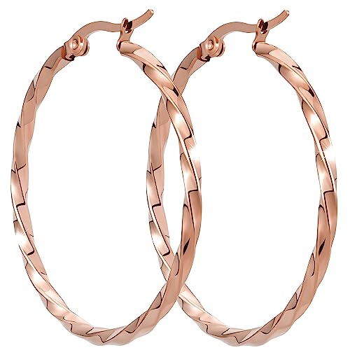 BONNYBIRD® Brincos aro mulher - brincos grandes de aço cirúrgico em prata, ouro e ouro rosa, 100% resistentes à água e hipoalergénicos (40 mm)