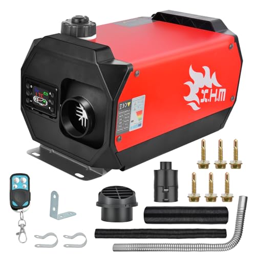 SHAVINGFUN Aquecedor de ar diesel 12 V 5 KW aquecedor de combustível aquecimento estacionário aquecedor a diesel ar aquecedor de estacionamento controlo remoto com interruptor LCD (One Body Red)