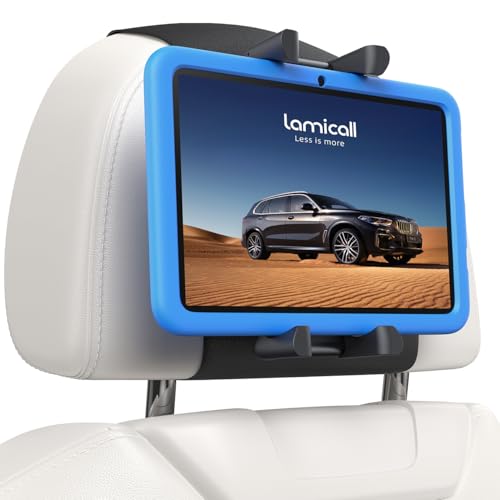Lamicall Suporte para tablet encosto de cabeça para carro - [clipe de silicone largo] [dobrável] 360° rotação, faixa mágica elástica suporte para capa grossa, para iPad, Switch e outros 6,1 a 13