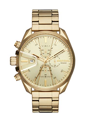 Diesel Reloj MS9 para Hombre, Movimiento cronógrafo de Cuarzo con Correa de Piel, Silicona o Acero Inoxidable