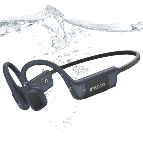 IFECCO Auriculares condução óssea natação - IP68 impermeável capacetes de natação Bluetooth 5.4, auriculares Open Ear com 32G Mp3 para natação correr ciclismo