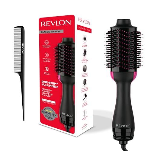 REVLON Salon One-Step Secador e volumizador com pente de corte incluído - 3 posições de calor e 2 velocidades, revestimento cerâmico, cabo ergonómico, original com pente