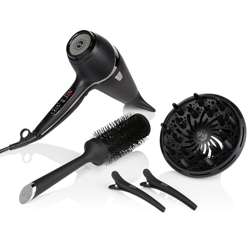 ghd air Dry Kit - secador de cabelo profissional com difusor, escova, clipes e saco de armazenamento