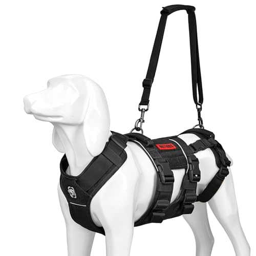 OneTigris Arnês para cães SKYEWALKER suporte arnês ajustável com 2 asas para apoio e reabilitação adequado para cães médios e grandes preto M