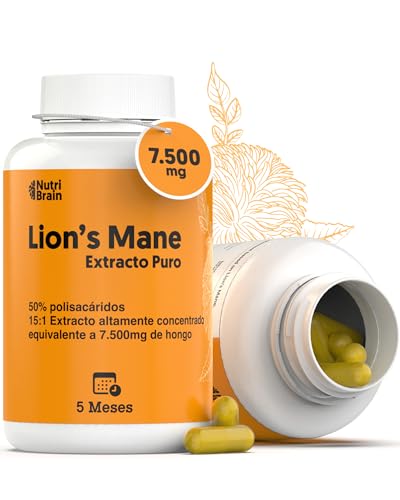 140 unidades Melena de leão pura 7500 mg ultra-concentrada 50 % | NOOTRÓPICO longo prazo: Memória, concentração e saúde do cérebro | bem-estar emocional e gastrointestinal | 100 % corpos frutíferos