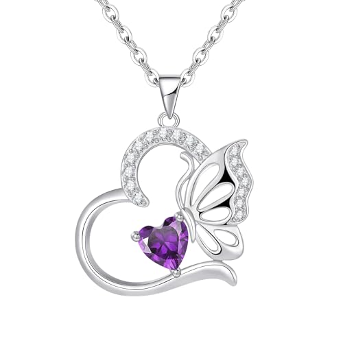 Colar mulher prata de lei 925 borboletas Birthstone pingente mulher colar coração presentes originais para mulher presente dia da mãe aniversário dia dos namorados Natal aniversário