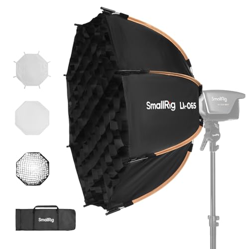 SMALLRIG Softbox Octogonal LA-O65, 65 cm, com libertação rápida e bolsa de transporte, para luzes COB com armação Bowens, para SmallRig, Neewer, Aputure e Godox, 4874