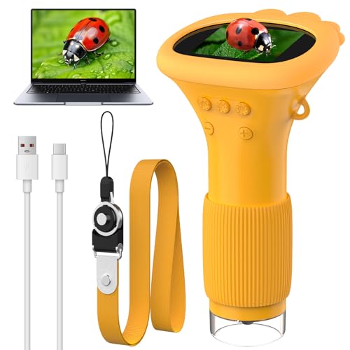 OUTACT Microscópio digital para crianças, 2,0 IPS microscópio portátil com 8 LED, 50 - 1000 X, com função de foto de vídeo, presentes para educativos, aniversários para crianças de 4 a 12 anos