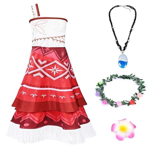 AUYAO Disfarce de Vaiana princesa, vestido de ganga menina de tipo dividido, para Havai Natal aniversário presente carnaval, novos estilos