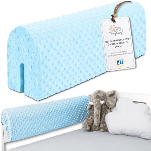 Totsy Baby Chichoneras berço para-choques berços bebé 90 cm - protetor anti-queda e golpe espuma de barreira segurança meninos e meninas para cama proteção de cerca e borda infantil azul