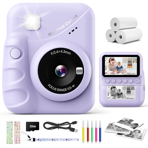 CalineGam Câmara com fotos infantis instantâneas, ecrã HD de 3,0" 48MP câmara instantânea crianças com cartão de 32 GB, 1080P câmara infantil digital crianças, presente para meninos e meninas 3 a 12