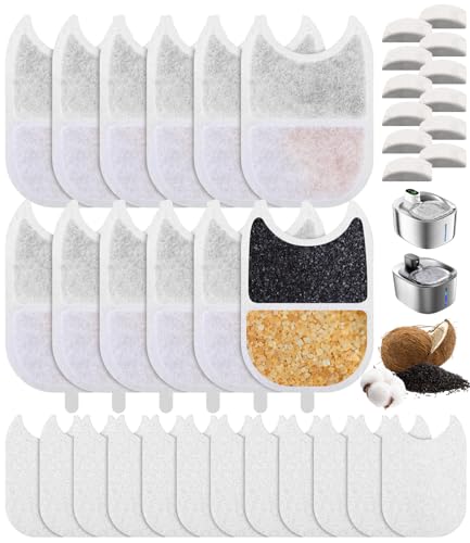 12 filtros de fonte para gatos, filtros de substituição para fonte de água de gato, 12 esponjas pré-filtradas e 12 esponjas para bomba de água, com carbono ativado de algodão resina, para gatos para