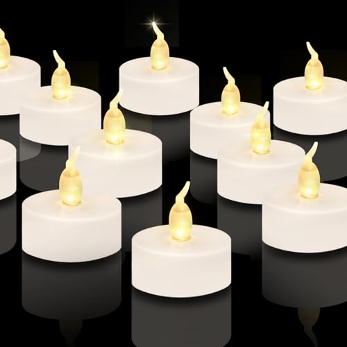 CNMTCCO 24 velas LED de chá, velas sem chama, velas de chá intermitentes, bateria longa de 200 horas para o Natal, casamentos, festas (branco quente)