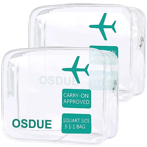 OSDUE Necesser de higiene transparente, 2 sacos transparentes de avião, bolsa de cosméticos para mala, bolsa de higiene para transporte de líquidos, para viagens, casa de banho, 2 peças Verde, Bolsa