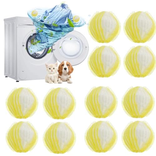 BUTO 12 peças Apanha pelos máquina de lavar, remover pelos animal de estimação, bolas de máquina, para gatos cães, para remover o cabelo dos animais de estimação na máquina, reutilizável