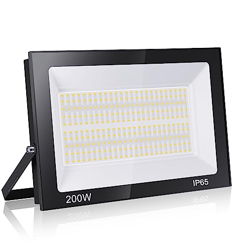 Royana 200 W Focos LED exterior 6000 K branco frio projetor LED exterior IP65 luz de segurança impermeável para exterior iluminação jardim garagem alpendre holofote varanda relva