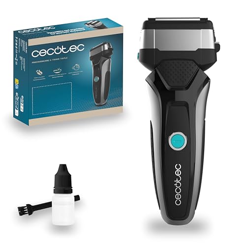 Cecotec Máquina de cortar a barba sem fio, máquina de barbear laminado PrecisionCare X-Trimm tripla. 3 lâminas de aço inoxidável, ecrã, autonomia de 60 minutos, proteção IPX6