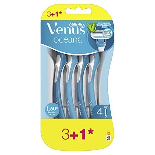 Gillette Venus Oceana Máquinas descartáveis para mulher - 4 unidades, padrão