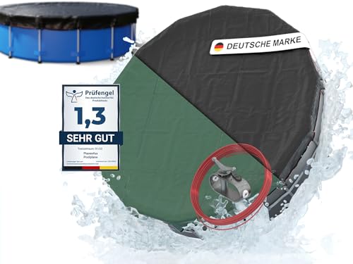 Planenfux® Cobertura redonda para piscina de 305 cm (para piscinas de 280 a 320 cm de diâmetro), 2 em 1 de material de polietileno de 200 g/m², lona solar para verão e inverno, 380 cm de diâmetro