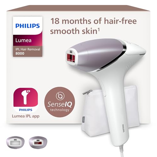 Philips Depiladora Lumea IPL série 8000 - depilação com tecnologia SenseIQ, 2 acessórios para corpo e rosto, para uso com cabo (modelo BRI944/00)