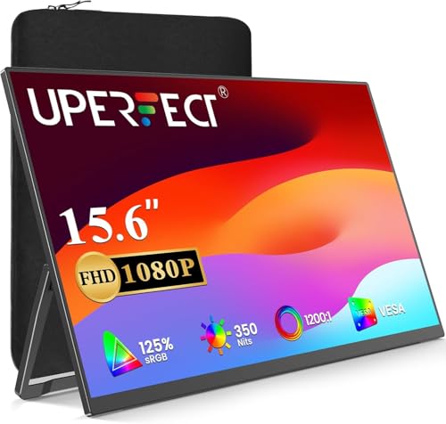 UPERFECT Monitor portátil de 15,6 polegadas ecrã portátil USB C Display FHD 1080P segundo monitor para PC Laptop, suporte VESA