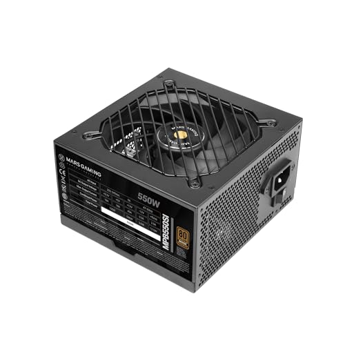 Mars Gaming MPB550SI, Fonte de alimentação ATX 550W, segurança 7 anos, 80 Plus, bronze 230 V, 90% eficiência, ventilador SI Extreme Silence com núcleo de cobre, tecnologias AI2-RPM, DC-DC e SMD, preto