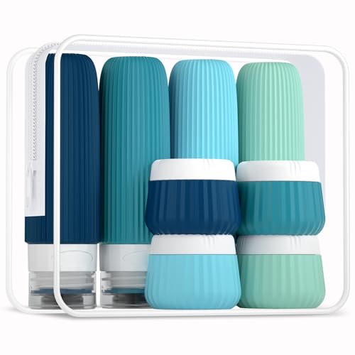 Gemice Garrafas de viagem para produtos de higiene pessoal, embalagem de 8, produtos de higiene pessoal de tamanho de viagem aprovados pela TSA, 90 ml, recipientes de viagem para produtos de higiene