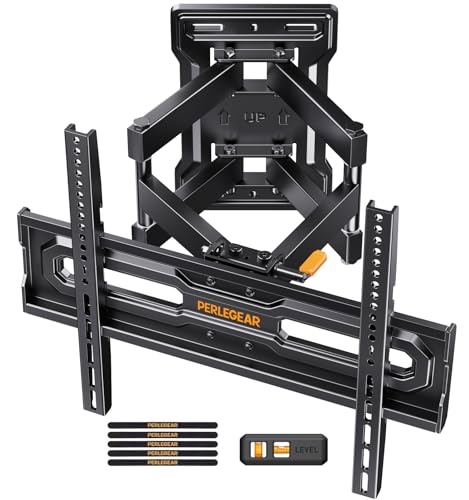 Perlegear Suporte TV de parede movimento completo de 23 a 70 polegadas até 50 kg, suporte para TV com inclinação, rotação e extensão sem ferramentas, braços de montagem pré-montados, MAX VESA 400 x