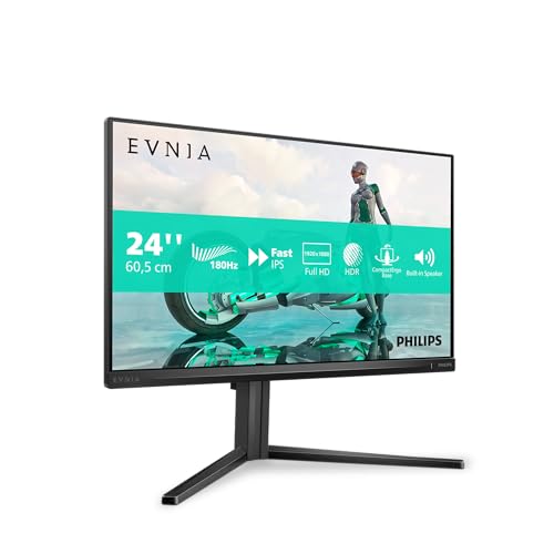 Philips 24M2N3200AM Monitor de jogos Full HD de 24 polegadas, 180 Hz, 1 ms GtG, FreeSync Prem, G-Sync Comp. (1920x1080, 2X HDMI, DisplayPort) preto/cinzento