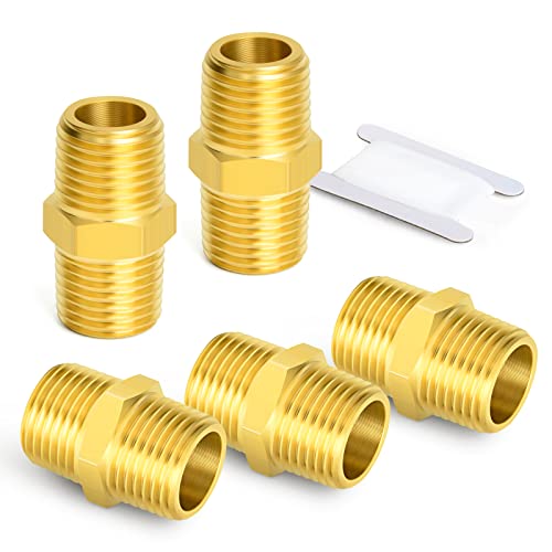 ERGAOBOY 5 unidades 1/2" x 1/2" latão BSP macho Hex Nipple Fitting, conector reto macho para macho