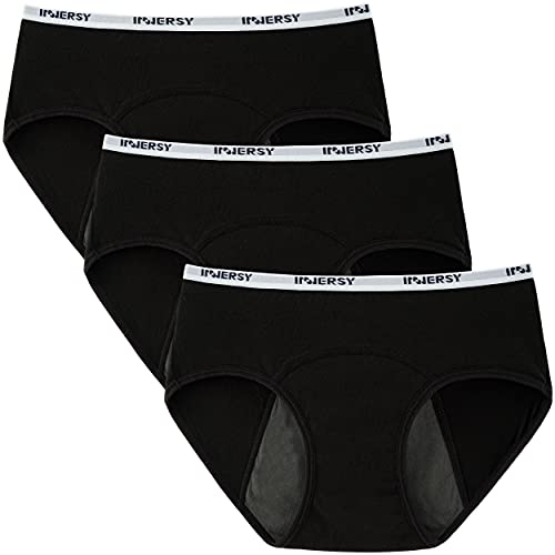 INNERSY Cuecas menstruais para menina roupa interior proteção algodão cuecas régua 8-16 anos pack de 3