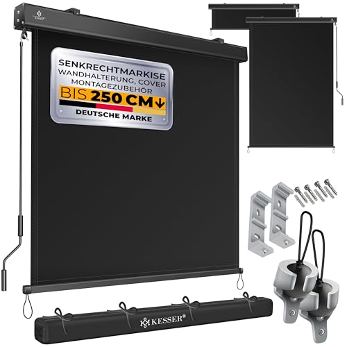 KESSER® Toldo vertical para exteriores, toldo de rolo para varandas, proteção solar e de privacidade, proteção solar, toldo para exteriores, varandas, terraços, antracite, 140 x 250 cm