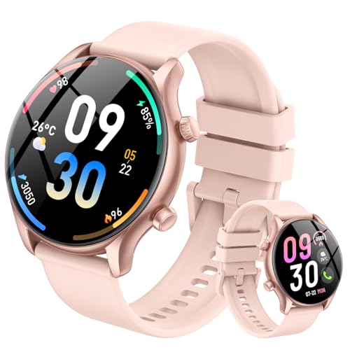 vamout Relógio inteligente homem mulher, 1,39" Display Smartwatch com chamadas, Smart Watch monitor de sono/SpO2, podómetro, 100 modos desportivos, IP68 impermeável relógio desportivo (rosa acoplado)