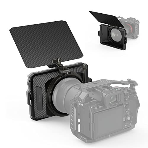 SMALLRIG Mini Matte Box Lite com bandeira superior para câmaras DSLR e sem espelho, caixa mate compatível com lentes de 67 mm/72 mm/77 mm/82 mm/95 mm, vem com uma bandeja de filtro - 3575