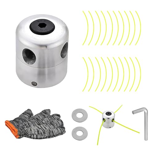 Cabeça de desboçadora universal de alumínio, fio de desbobinamento resistente com 20 peças sobressalentes de nylon, acessórios de instalação incluídos para corta-relvas de jardim, compatível com