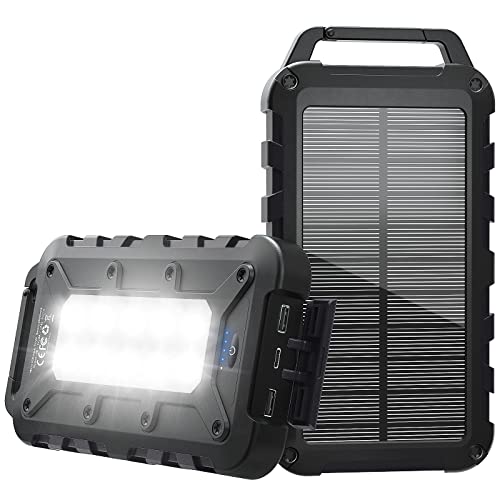 Carregador solar 26800 mAh Power Bank solar, bateria externa com carregamento rápido de 15 W, impermeável IPX4, 2 portas USB lanterna LED, compatível com tablets Smartphone, campismo e emergências