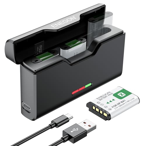 ENEGON 1380 mAh 3 pacotes de baterias NP-BX1 e carregador de 3 canais para Sony NP-BX1 e Sony ZV-1, Cyber-Shot DSC-RX100, DSC-RX100 II/III/M4/M5/M6/M7/EJOOY /XGG//////////VA, DSL. C-RX100M II,
