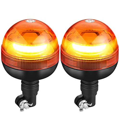 AUTOUTLET 2 x Luz de aviso rotativo para reboque luz estroboscópica, 24 luzes de aviso LED âmbar luz intermitente 12 V/24 V, 3 modos de iluminação, Homologado ECE R10 E9, impermeável