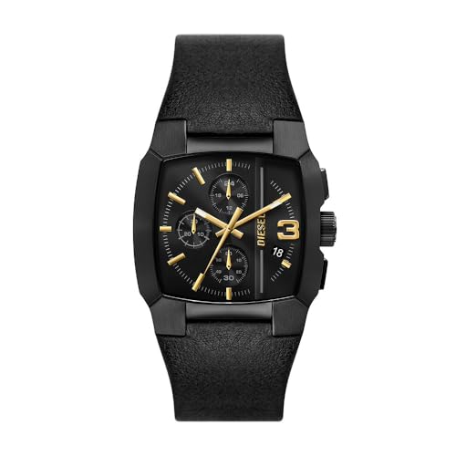Diesel Reloj Cliffhanger para Hombre, Movimiento cronógrafo de Cuarzo con Correa de Acero Inoxidable o Piel