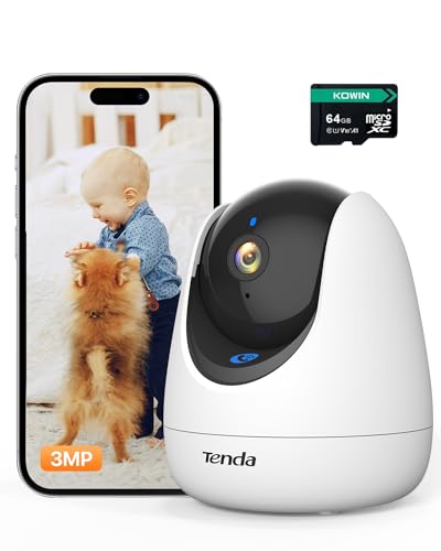Tenda CP3 Pro V1.1 Câmara de vigilância 2K, vigilância para bebé, detecção inteligente de animais de estimação, choro de bebés e humanos, notificações em tempo real, chamadas com um só toque, Alexa
