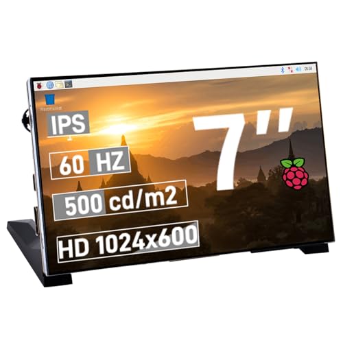 GeeekPi Tela LCD de 7 polegadas para Raspberry Pi, 1024 x 600 IPS LCD Display, HDMI portátil monitor para Raspberry Pi 5/Pi 4B/3B+/3B/B+/Zero/400, Win11/10/8/7, Banana Pi M5/M2 Zero Free Driver Ver