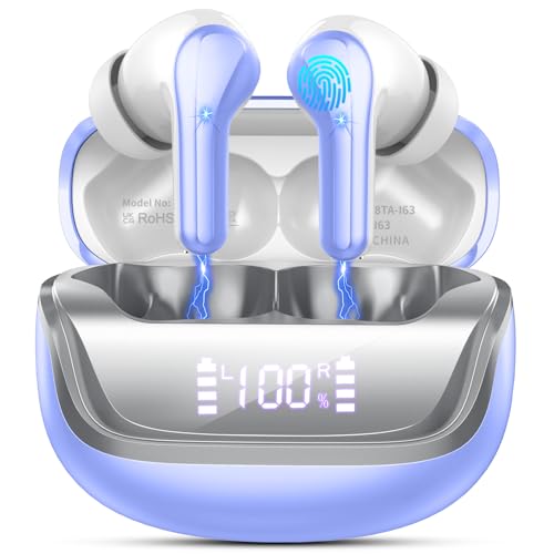 Auriculares sem fios Bluetooth In-Ear, auriculares Bluetooth 5.4 com 4 ENC, cancelamento de ruído HD Mic, 45H estéreo HiFi, capacetes sem fios Running IP7 impermeável/ecrã LED/carregamento rápido
