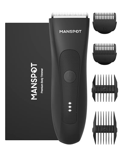 MANSPOT Máquina de barbear corporal masculina, máquina de depilação corporal homem com lâmina de cerâmica removível, IPX7 resistente à água, seca e húmida, para barba, axilas, peito, pernas e