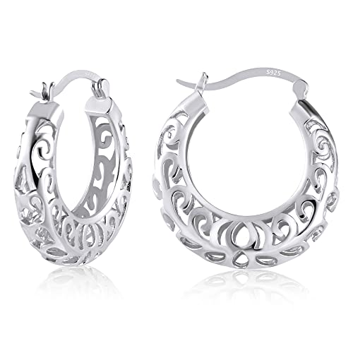 ALEXCRAFT Brincos de argola de prata de lei 925 para mulher, brincos de argola ovais de prata, hipoalergénicos, pequenos em forma de U, para presentes de joalharia