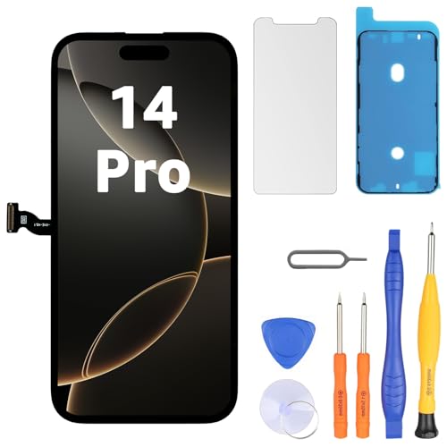 LL TRADER Ecrã LCD para iPhone 14 Pro de 6,1 polegadas, ecrã de substituição FHD, ecrã táctil 3D, digitalizador tátil, moldura de montagem e kits de reparação 20251
