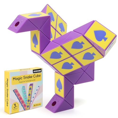 ECHOCUBE Magic Snake Cube de poker, pacote de 36 blocos de cubo cobra de velocidade, sacos de festa para crianças, brinquedos educativos de quebra-cabeças Twist Fidget (roxo)