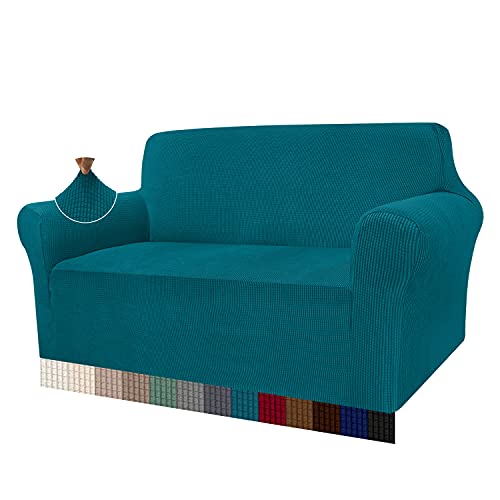Granbest - Capa de sofá de alta elasticidade, design moderno, jacquard, elástica, para sala de estar, para cães e animais de estimação (2 lugares, verde preto)