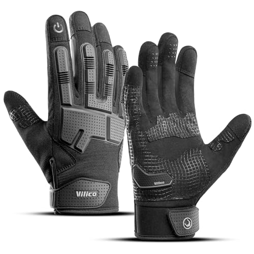 Vilico Luvas de motocicleta para homem, antiderrapantes, ecrãs táteis, luvas táticas para Airsoft, motocicleta, caça, ATV, MTB