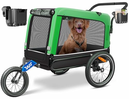 KESSER® Reboque para cães 3 em 1 Buggy & Jogger reboque para bicicletas grande aprox. 240 litros de volume, montado sobre molas, material: Lona Oxford 600D, carga máxima: 40 kg