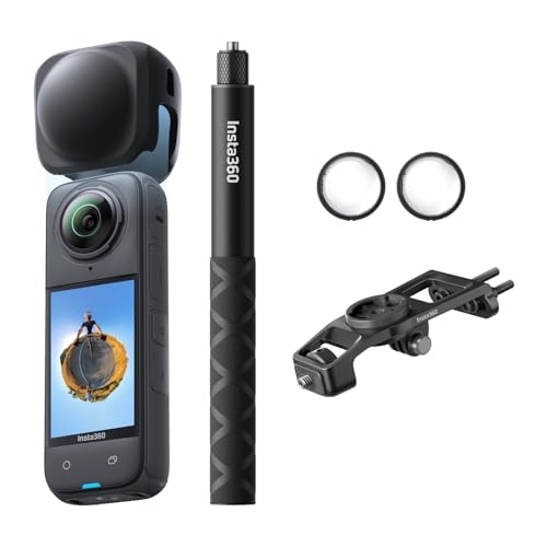 Insta360 Pacote de ciclismo de estrada X4 (Independente) - câmara de ação impermeável 8 K 360, vídeo 4 K grande angular, efeito Selfie Stick invisível, protetores de lente removíveis